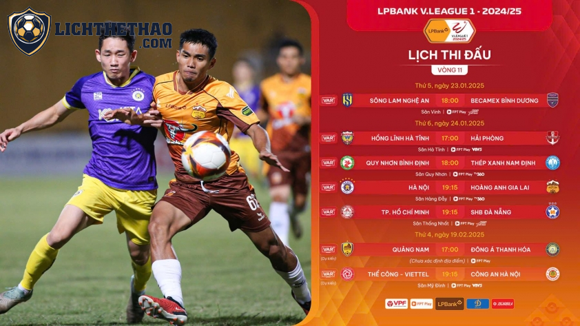 Lịch thi đấu vòng 11 V-League 2024/25